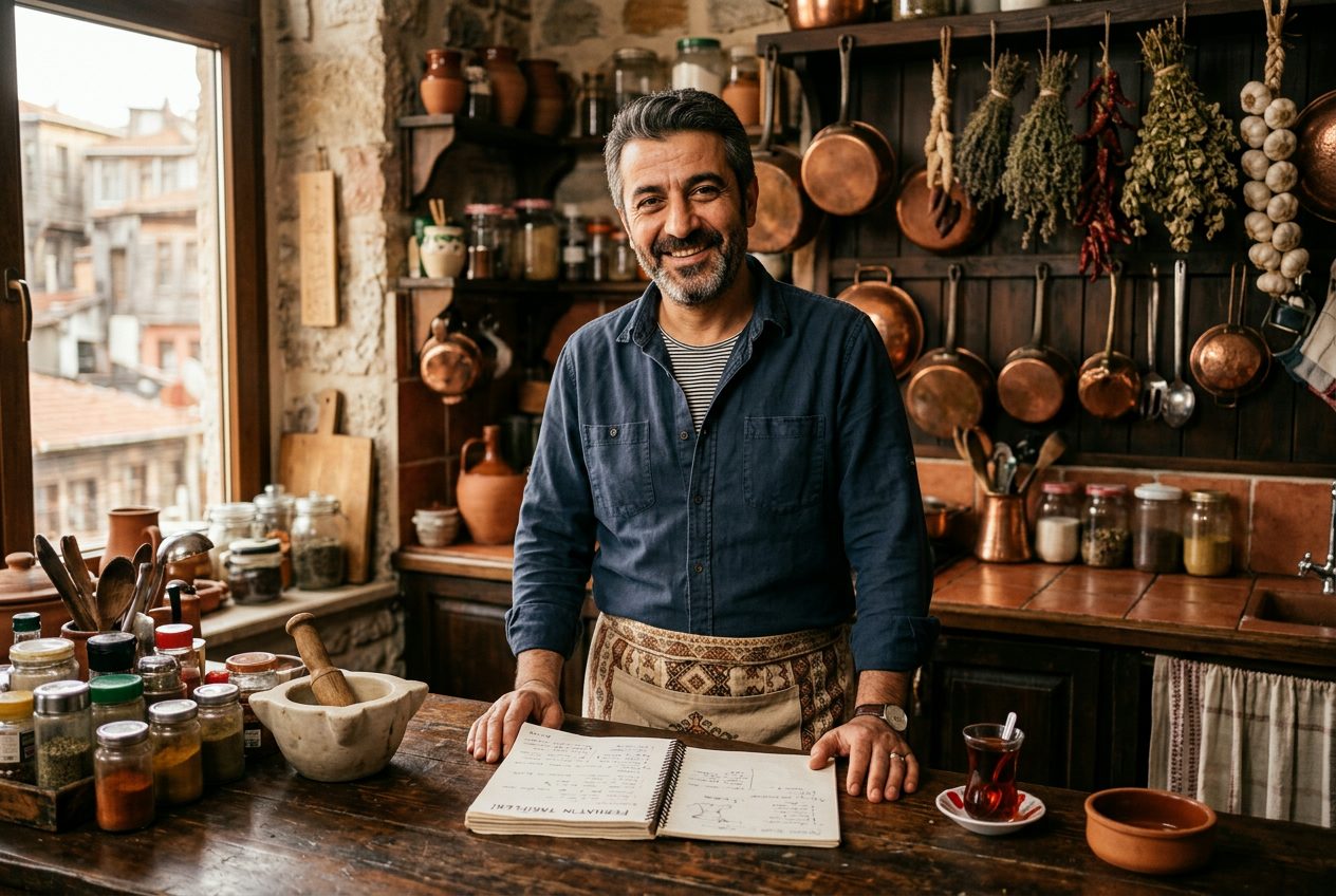 Ferhat Şimşek in his kitchen
